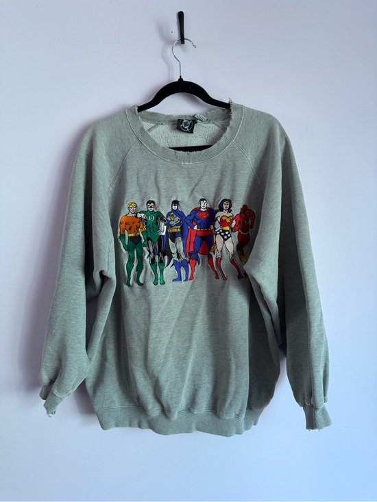 DC Comics Other - Vintage 90’s DC Green Graphic Justice League Sweatshirt Naturally Distressed XL